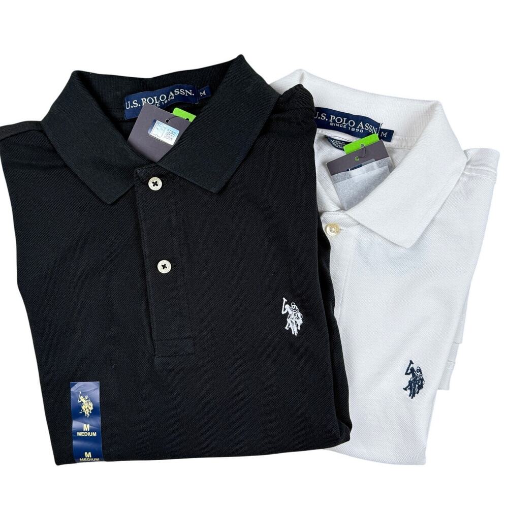 US Polo Assn. Pique Polo Shirt Mens Medium Classic Fit Solid BUNDLE 116015